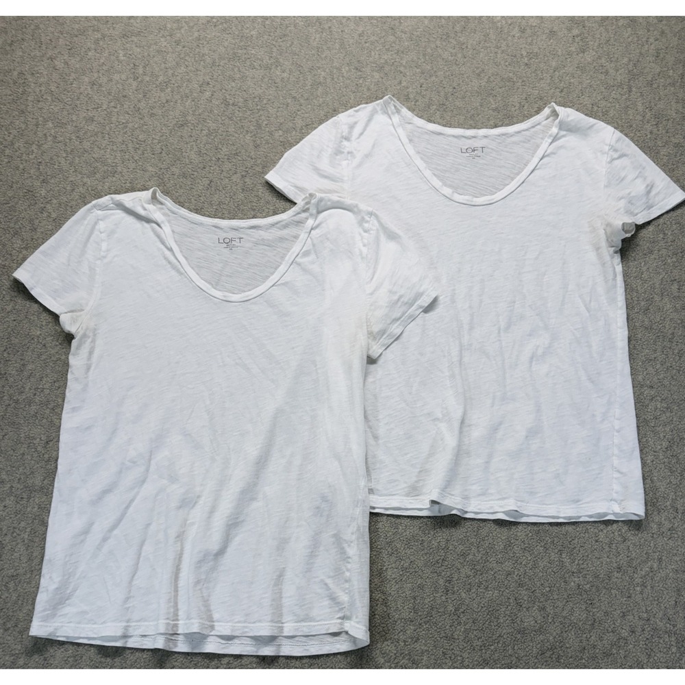 Loft Outlet Womens T-Shirt White Short Sleeve Lightweight Comfort XS Lot Of‎ 2